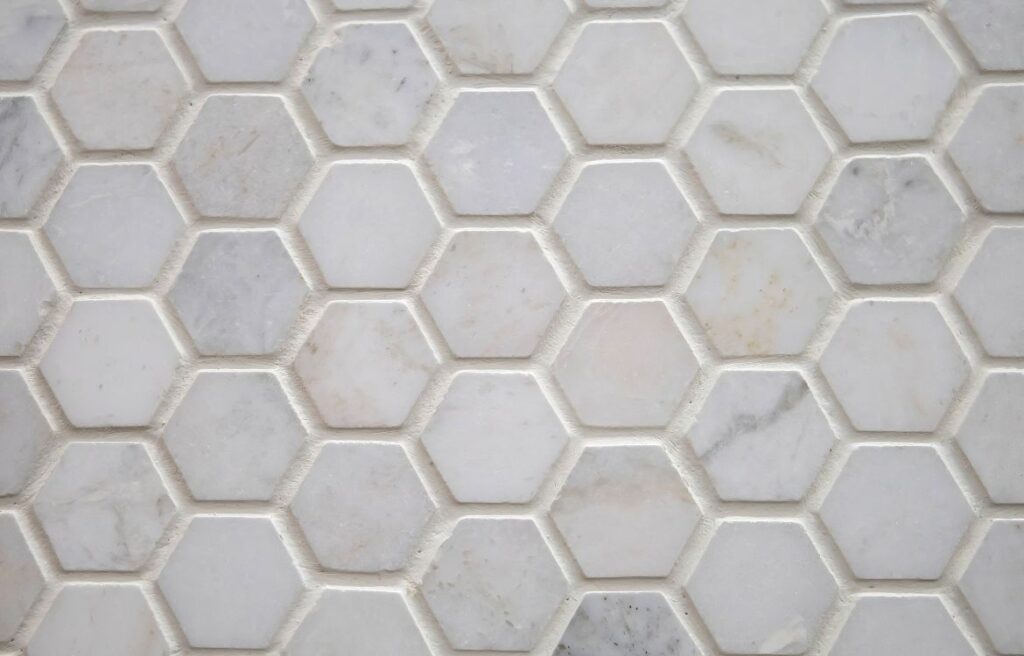 Hexagonal marble tile pattern
